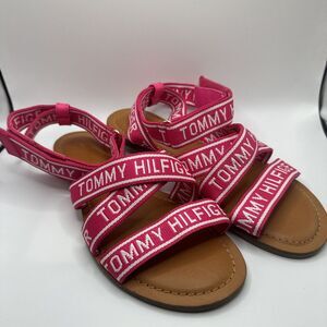 Tommy Hilfiger Shoes Women's‎ 8 Pink Sandals Strappy Ankle Logo Flat Barbie New